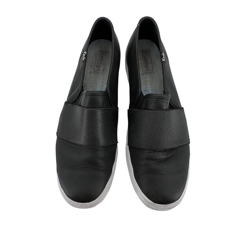 Keds Ortholite Triple Bandeau Black Leather Slip Sneakers On Women's 9.5